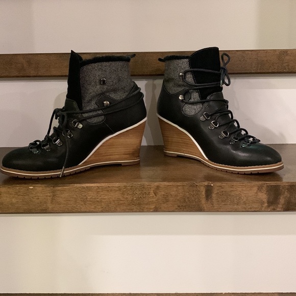 Leather Suede & Merino Wool Wedge Ankle Boot Emu Australia - Picture 2 of 10